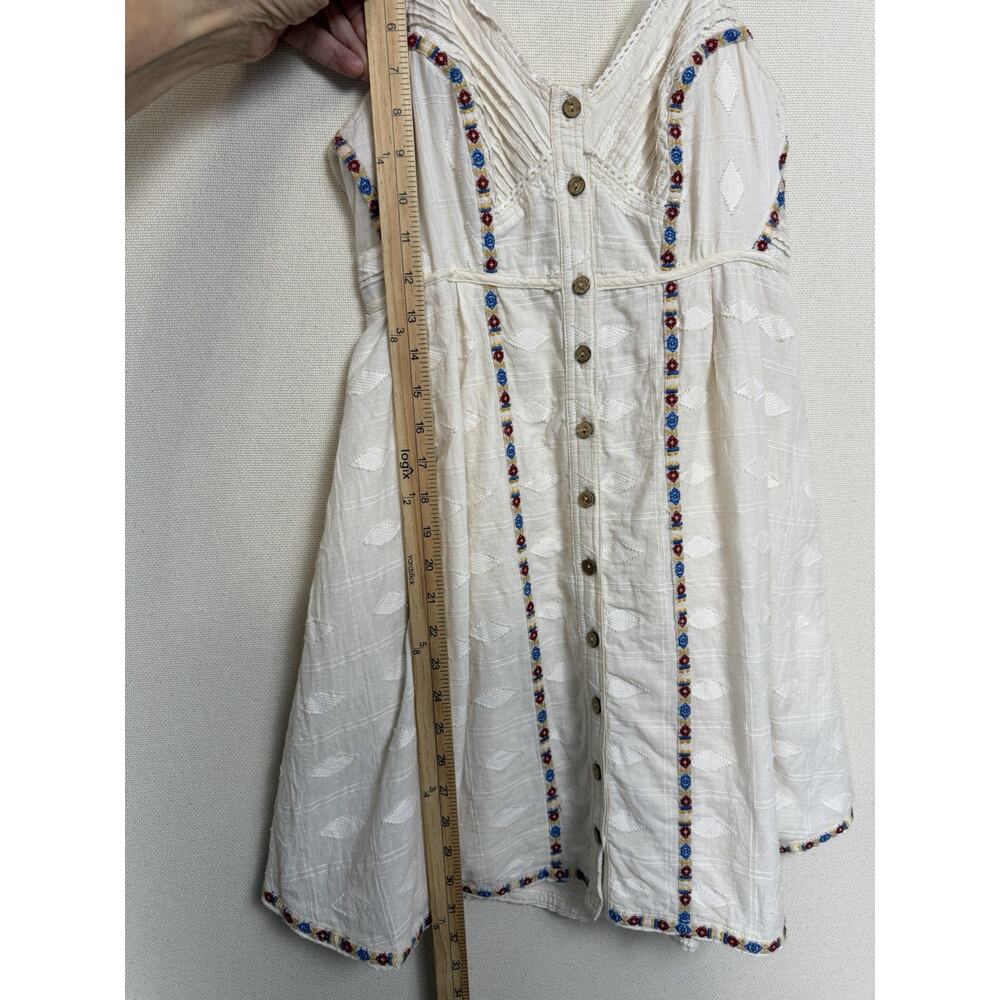 Free People New Romantics XS Embroidered Mini Dress Ivory Cotton Lined Pockets - Picture 7 of 16